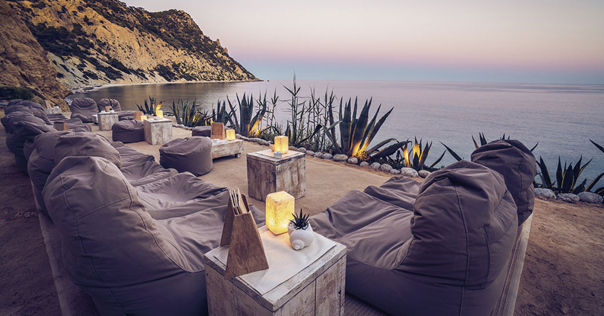 armchairs in a beach restaurant